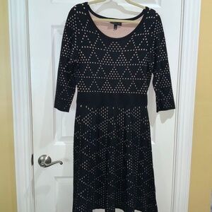 Lane Bryant sweater dress Sz 14/16 contrasting cutouts 3/4 sleeve ribbed trim